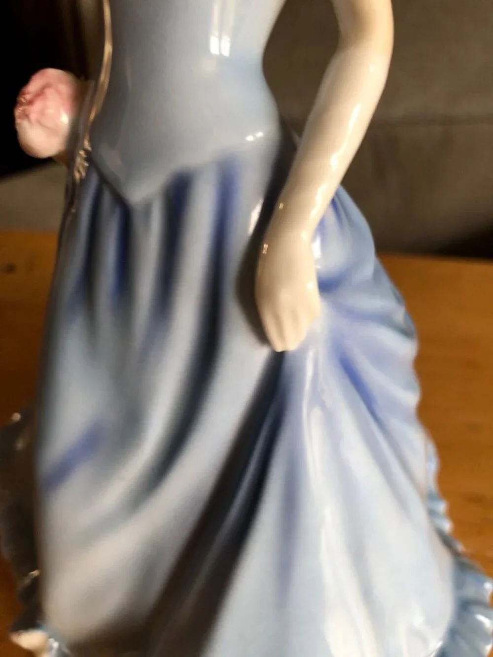 Royal Doulton Porcelain Lady Prototype Figurine Blue Dress Pink Flowers Girl Sta